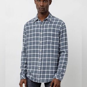 Rails Men's Brushed Lennox Long Sleeve Button Down in Denim/White/Grey